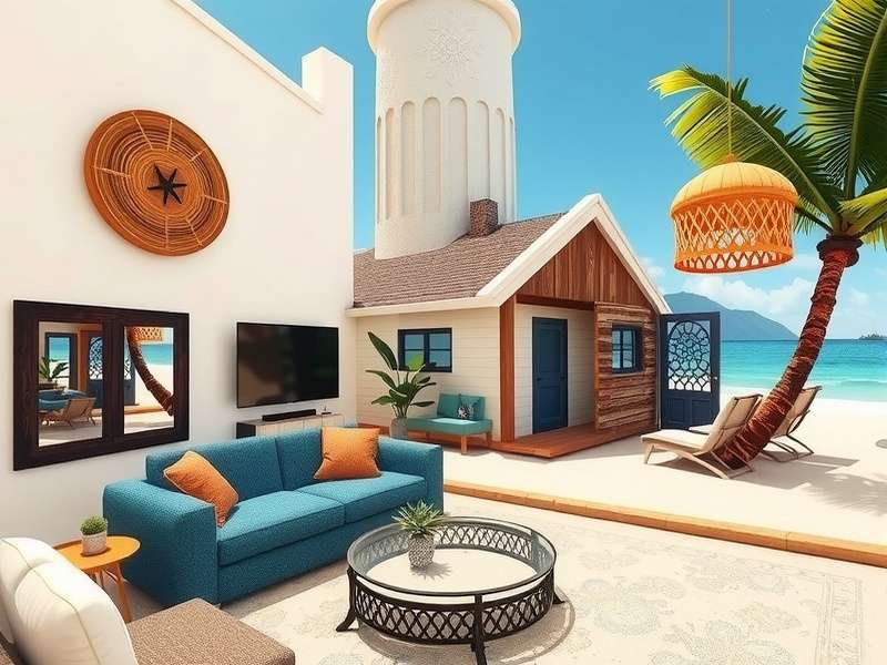 Beach Cottage Topaz Grande gameplay screenshot showing beautiful beach environment